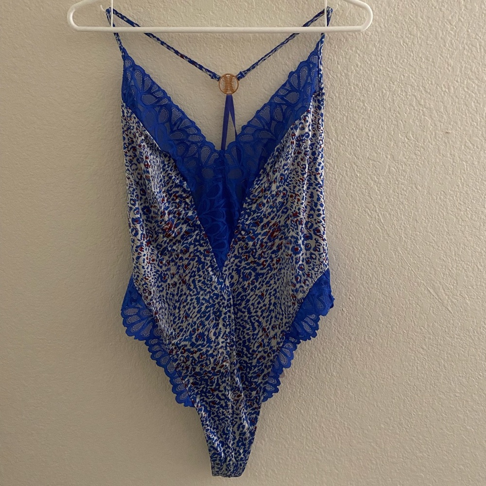 Savage X Fenty Blue Leopard Print Bodysuit‎